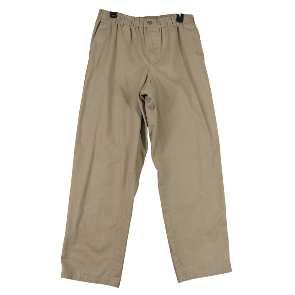 Lands End Comfort Waist Pull On Chino Pants Mens 36 Khaki Elastic Waist Golf